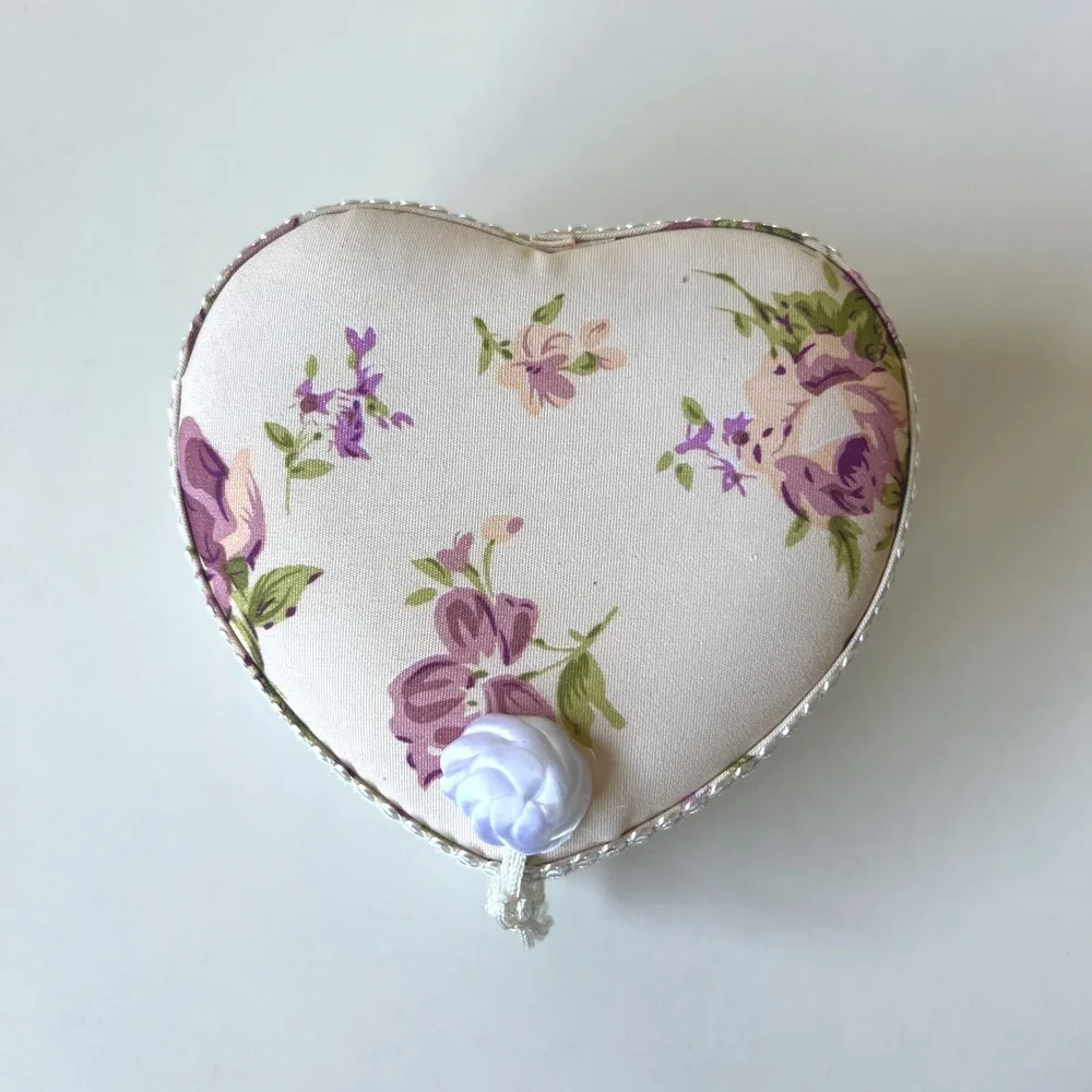 Vintage Floral Heart Shaped Trinket Box Jewelry Box Vanity Decor